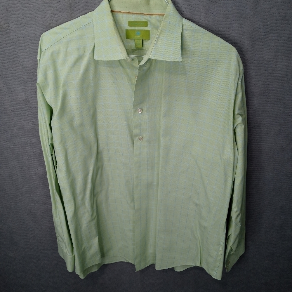 Egara men's long sleeve button front green Egyptia